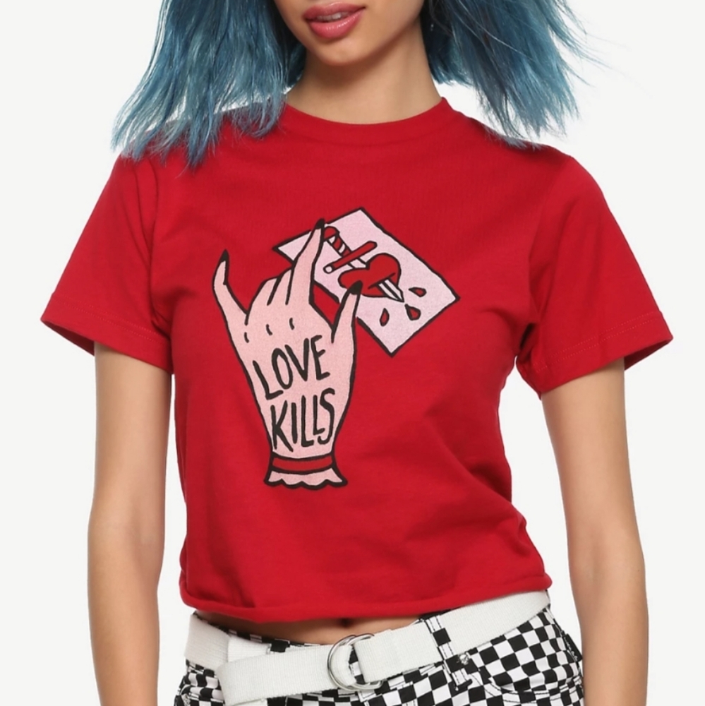 Small Red Black Matter 100% Cotton Crop Top